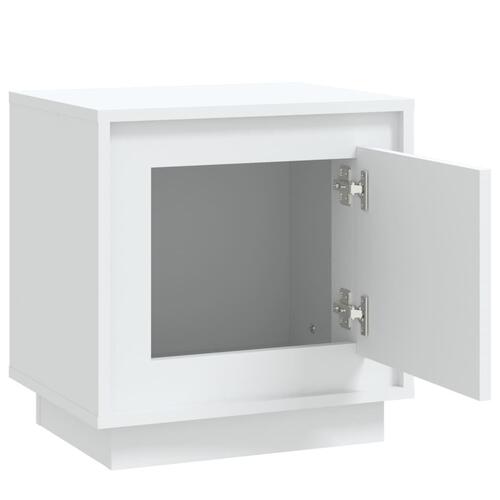 Sengebord 44x35x45 cm konstrueret træ hvid