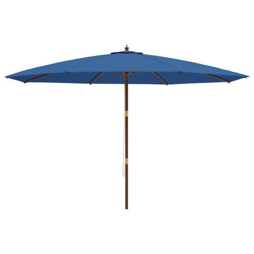 Haveparasol med træstang 400x273 cm azurblå