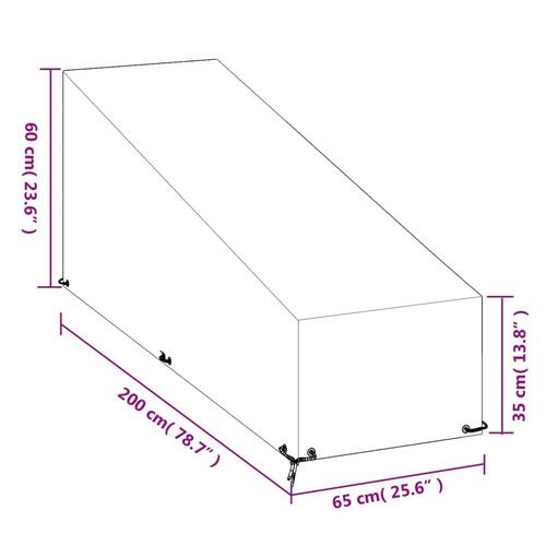 Overtræk til liggestol 205x65x35/60 cm 12 øjer polyethylen