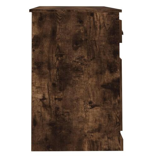 Skrivebord med skuffe 115x50x75 cm konstrueret træ røget egetræ