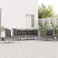Loungesæt til haven 5 dele med hynder polyrattan grå