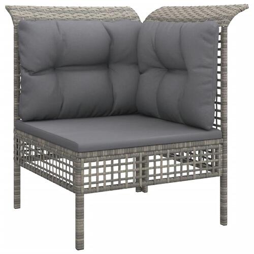 Loungesæt til haven 4 dele med hynder polyrattan grå