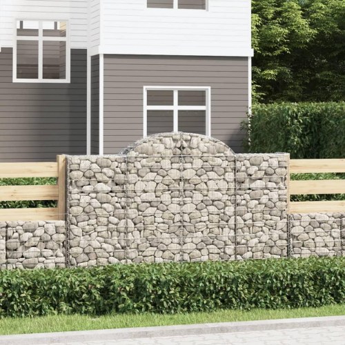 Buede gabionkurve - 2 stk. 200×50×120/140 cm i galvaniseret jern