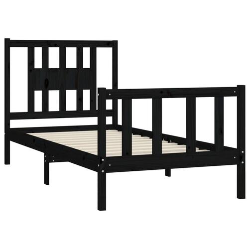 Sengeramme med sengegavl 100x200 cm massivt fyrretræ sort