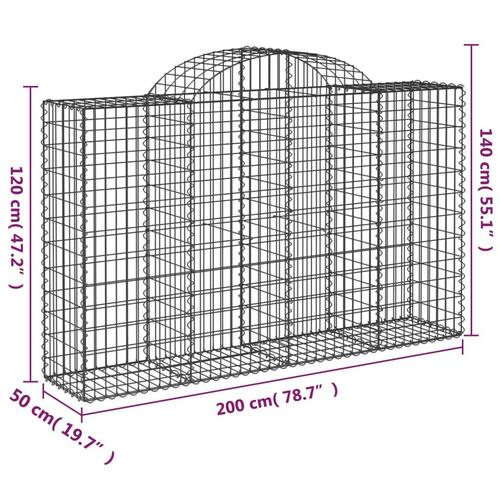 Buede gabionkurve 3 stk. 200x50x120/140 cm galvaniseret jern