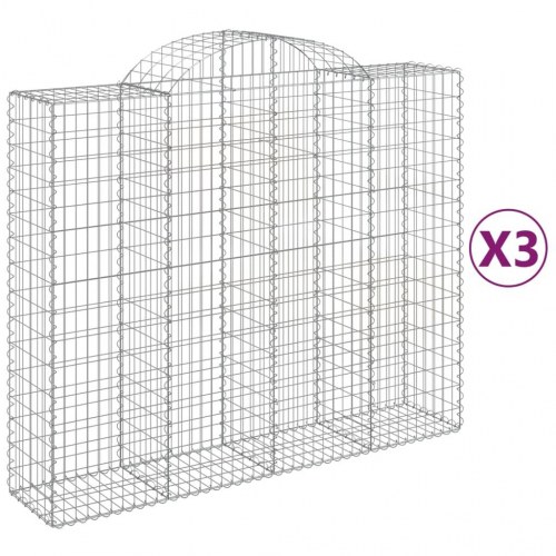 Buede gabionkurve 3 stk. - 200×50×160/180 cm i galvaniseret jern