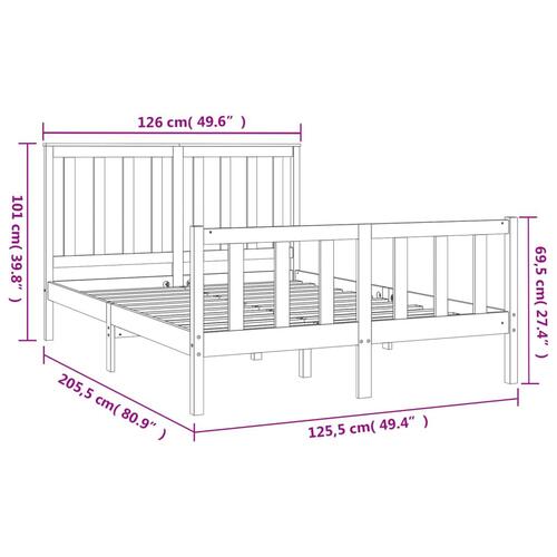 Sengeramme med sengegavl 120x200 cm massivt fyrretræ sort