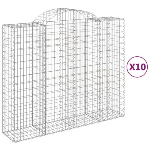 Buede gabionkurve - 10 stk. 200×50×160/180 cm i galvaniseret jern