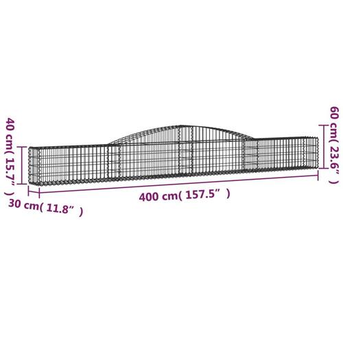 Buede gabionkurve 6 stk. 400x30x40/60 cm galvaniseret jern