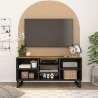 Tv-bord 100x33x46 cm massivt mangotræ og konstrueret træ