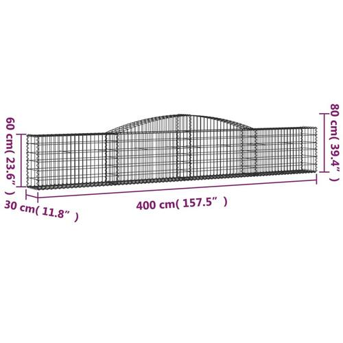 Buede gabionkurve 25 stk. 400x30x60/80 cm galvaniseret jern