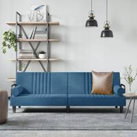 Sovesofa med armlæn velour blå