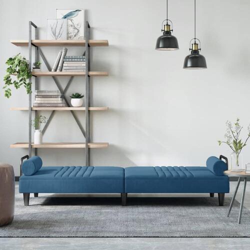 Sovesofa med armlæn velour blå