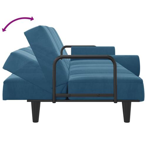 Sovesofa med armlæn velour blå