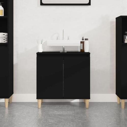 Underskab til håndvask 58x33x60 cm konstrueret træ sort