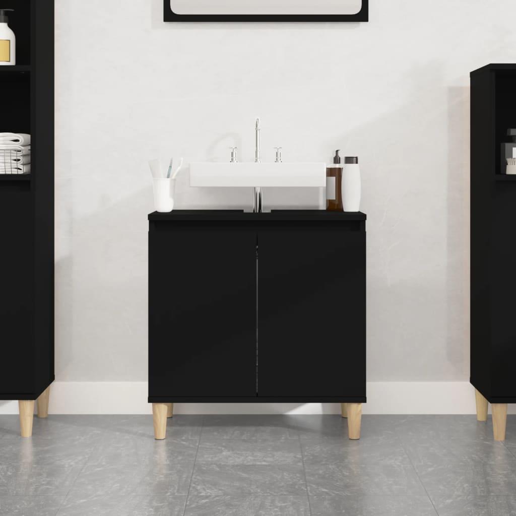 Underskab til håndvask 58x33x60 cm konstrueret træ sort