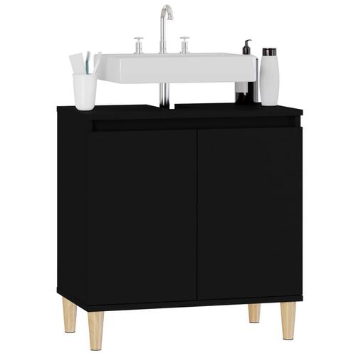Underskab til håndvask 58x33x60 cm konstrueret træ sort
