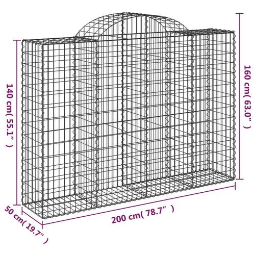 Buede gabionkurve 7 stk. 200x50x140/160 cm galvaniseret jern