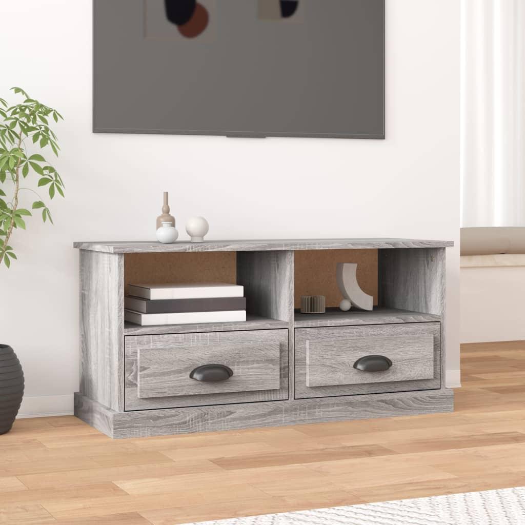 Tv-bord 93x35,5x45 cm konstrueret træ grå sonoma-eg