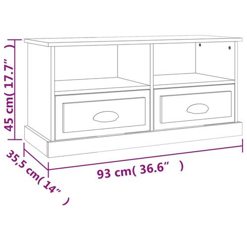 Tv-bord 93x35,5x45 cm konstrueret træ grå sonoma-eg