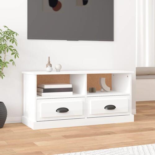 Tv-bord 93x35,5x45 cm konstrueret træ hvid højglans