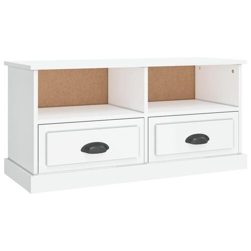 Tv-bord 93x35,5x45 cm konstrueret træ hvid højglans