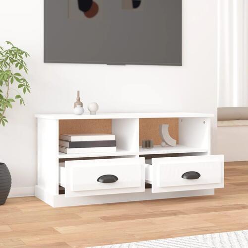 Tv-bord 93x35,5x45 cm konstrueret træ hvid højglans