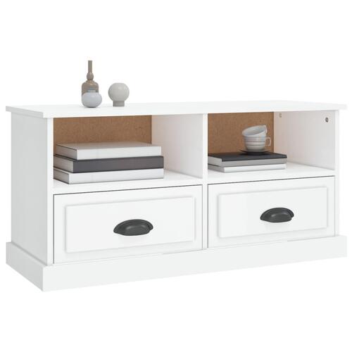 Tv-bord 93x35,5x45 cm konstrueret træ hvid højglans