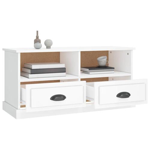 Tv-bord 93x35,5x45 cm konstrueret træ hvid højglans