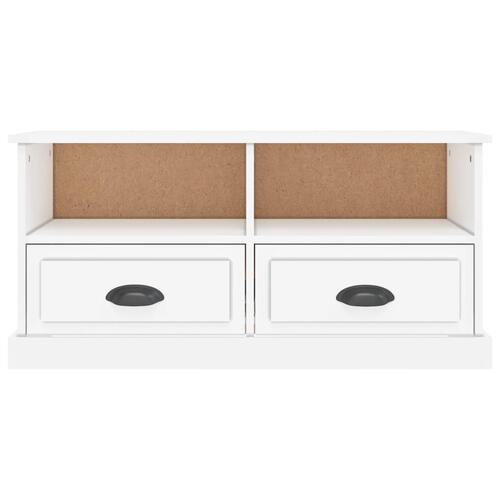 Tv-bord 93x35,5x45 cm konstrueret træ hvid højglans