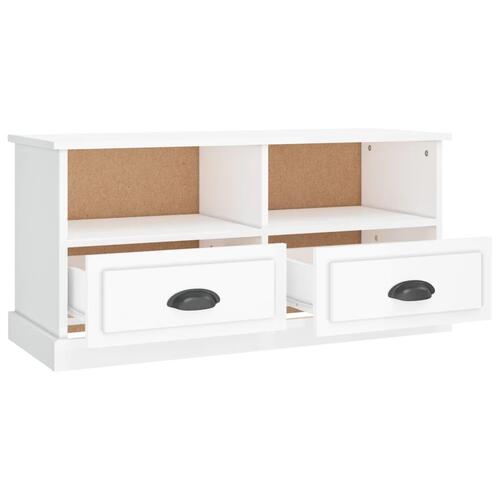Tv-bord 93x35,5x45 cm konstrueret træ hvid højglans