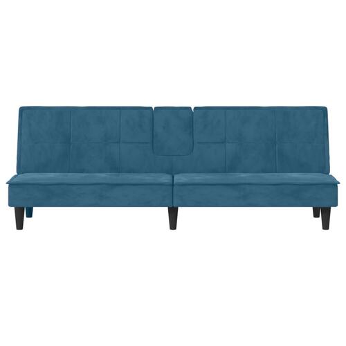 Sovesofa med kopholdere velour blå