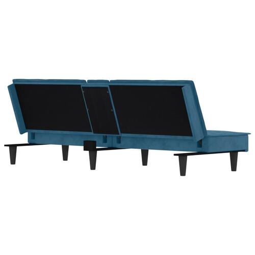 Sovesofa med kopholdere velour blå