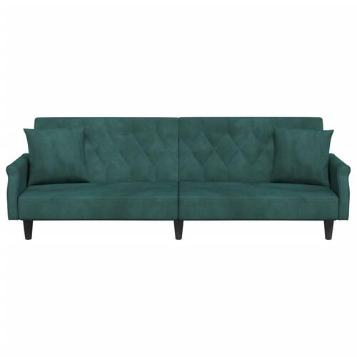 Sovesofa med armlæn velour mørkegrøn