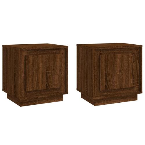 Sengeborde 2 stk. 44x35x45 cm konstrueret træ brun egetræsfarve