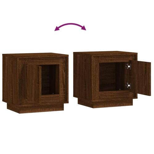 Sengeborde 2 stk. 44x35x45 cm konstrueret træ brun egetræsfarve