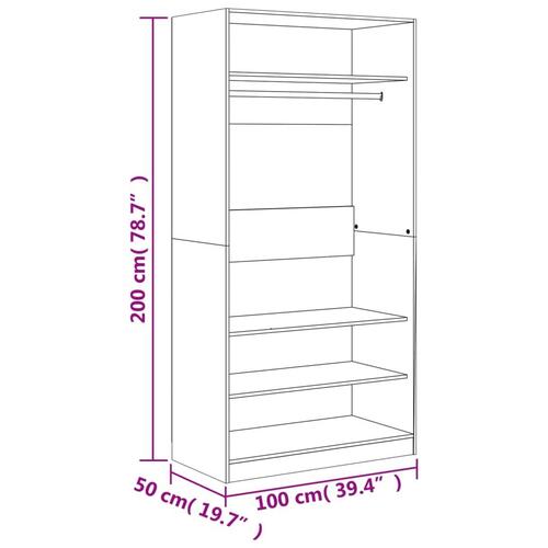 Klædeskab 100x50x200 cm konstrueret træ grå sonoma-eg