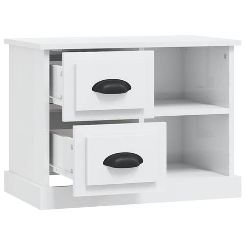 Sengebord 60x35,5x45 cm hvid højglans