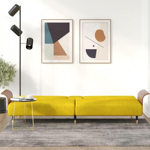 Sovesofa med kopholdere velour gul