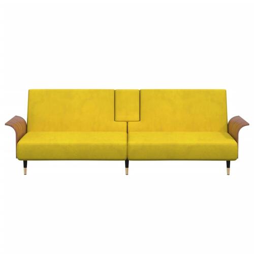 Sovesofa med kopholdere velour gul