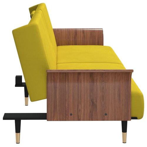 Sovesofa med kopholdere velour gul