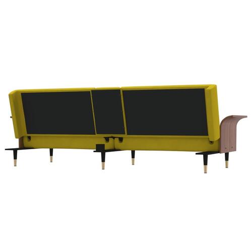 Sovesofa med kopholdere velour gul