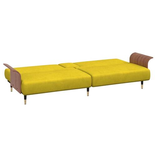 Sovesofa med kopholdere velour gul