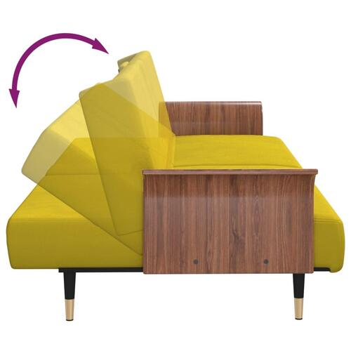 Sovesofa med kopholdere velour gul
