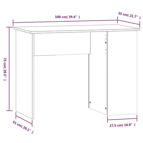 Skrivebord 100x55x75 cm konstrueret træ betongrå