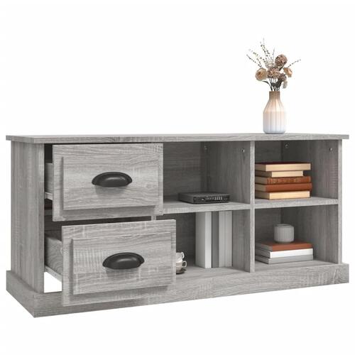 Tv-bord 102x35,5x47,5 cm konstrueret træ grå sonoma-eg