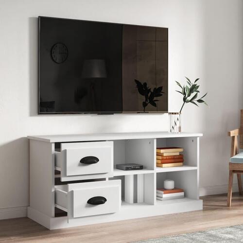 Tv-bord 102x35,5x47,5 cm konstrueret træ hvid