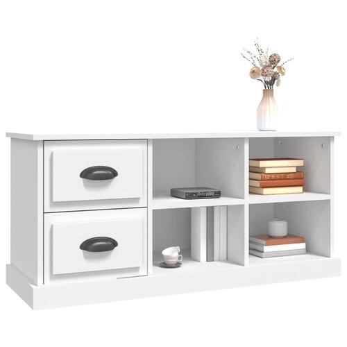 Tv-bord 102x35,5x47,5 cm konstrueret træ hvid