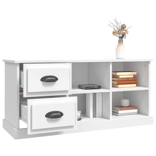 Tv-bord 102x35,5x47,5 cm konstrueret træ hvid