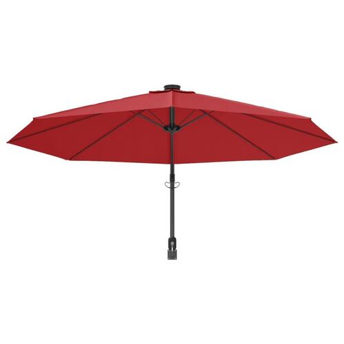 Væghængt parasol med LED-lys 290 cm rød